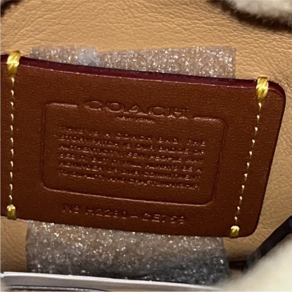 Coach natural shearling mini drawstring crossbody NWT